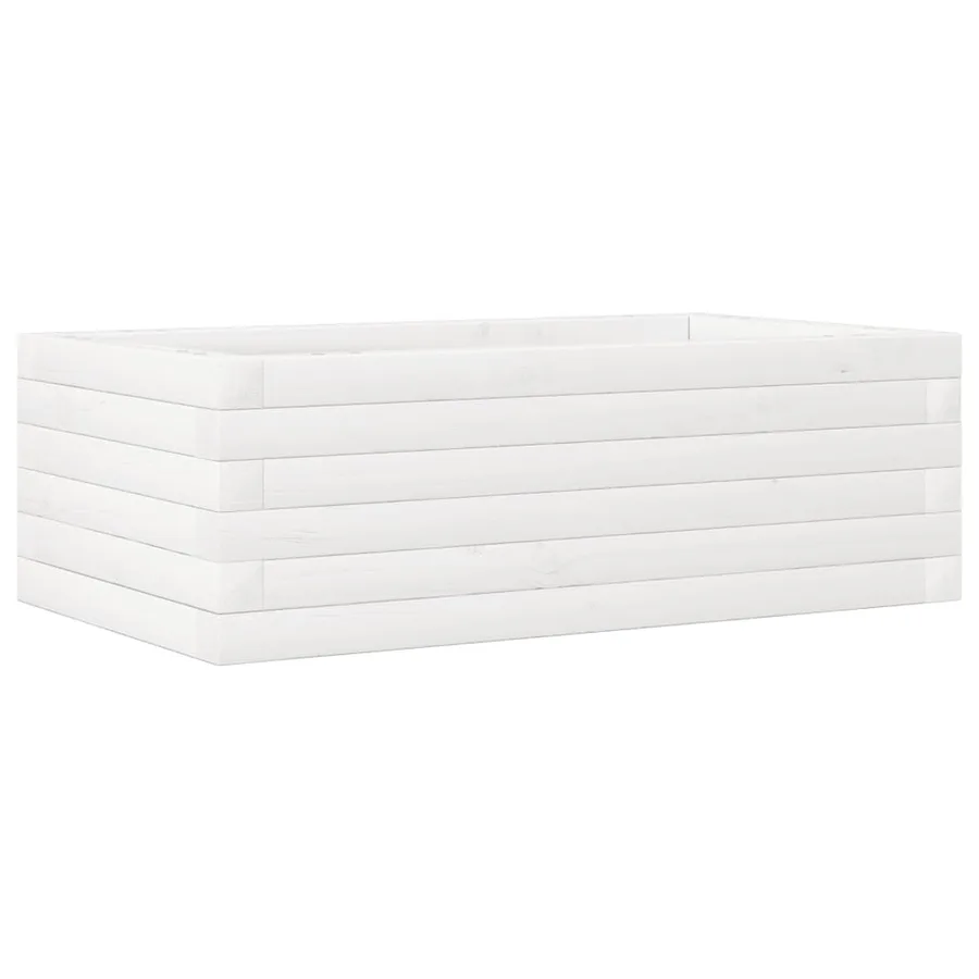 Jardinière blanc 70x40x23 cm bois de pin massif - 7