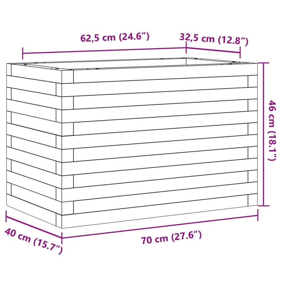 Jardinière blanc 70x40x46 cm bois de pin massif - 10