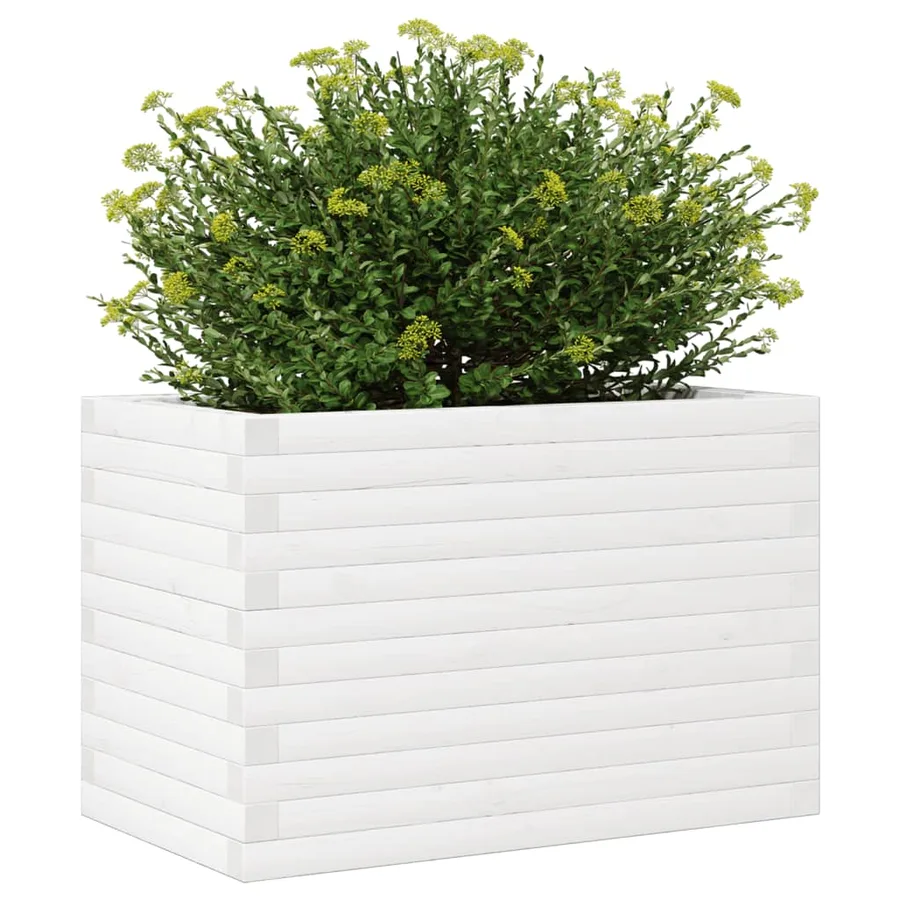 Jardinière blanc 70x40x46 cm bois de pin massif - 4