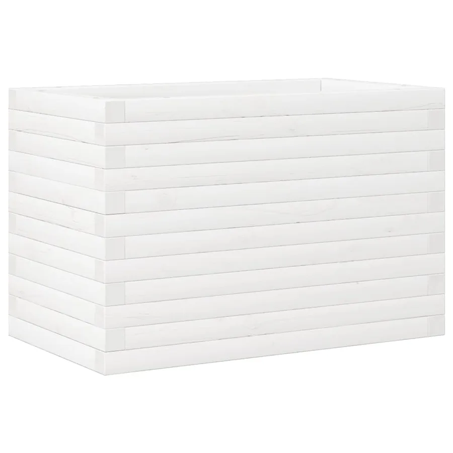 Jardinière blanc 70x40x46 cm bois de pin massif - 7