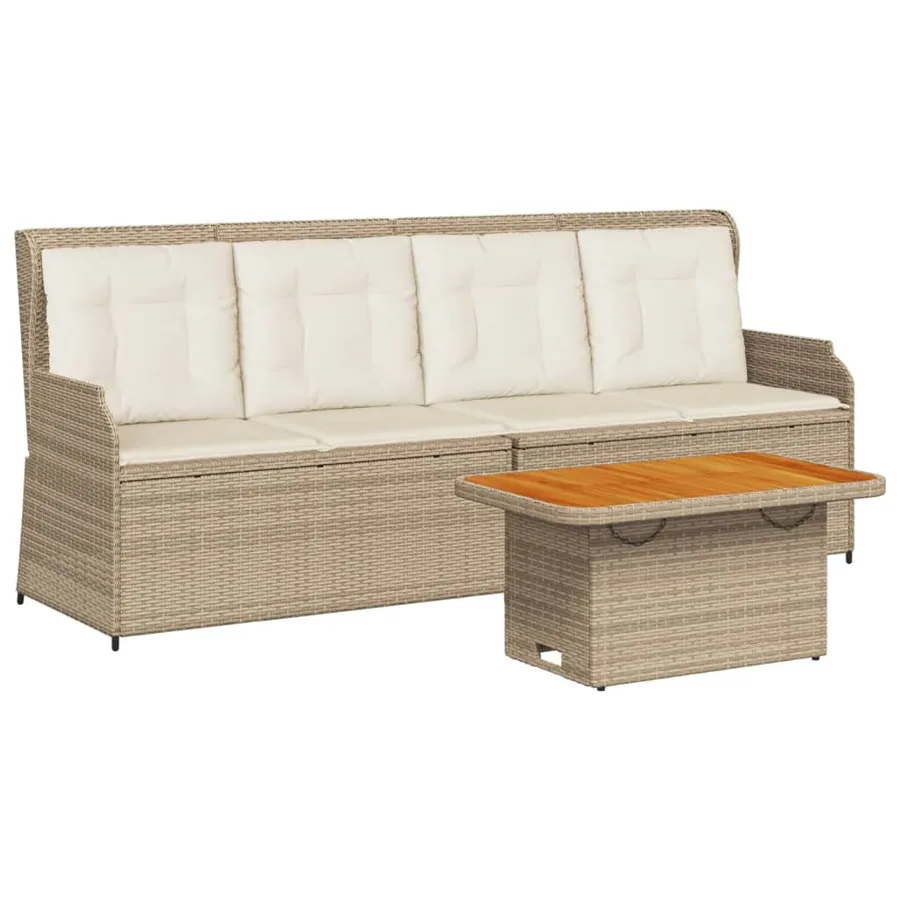 Salon de jardin avec coussins 3 pcs beige résine tressée - 2
