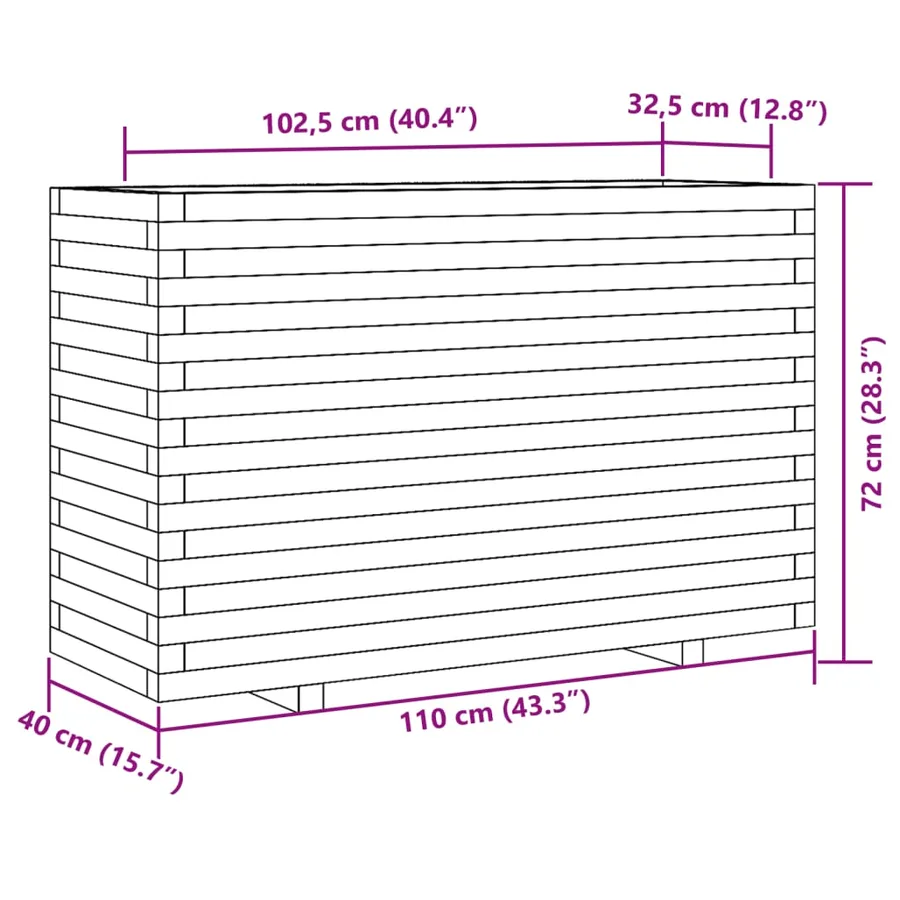 Jardinière cire marron 110x40x72 cm bois de pin massif - 10