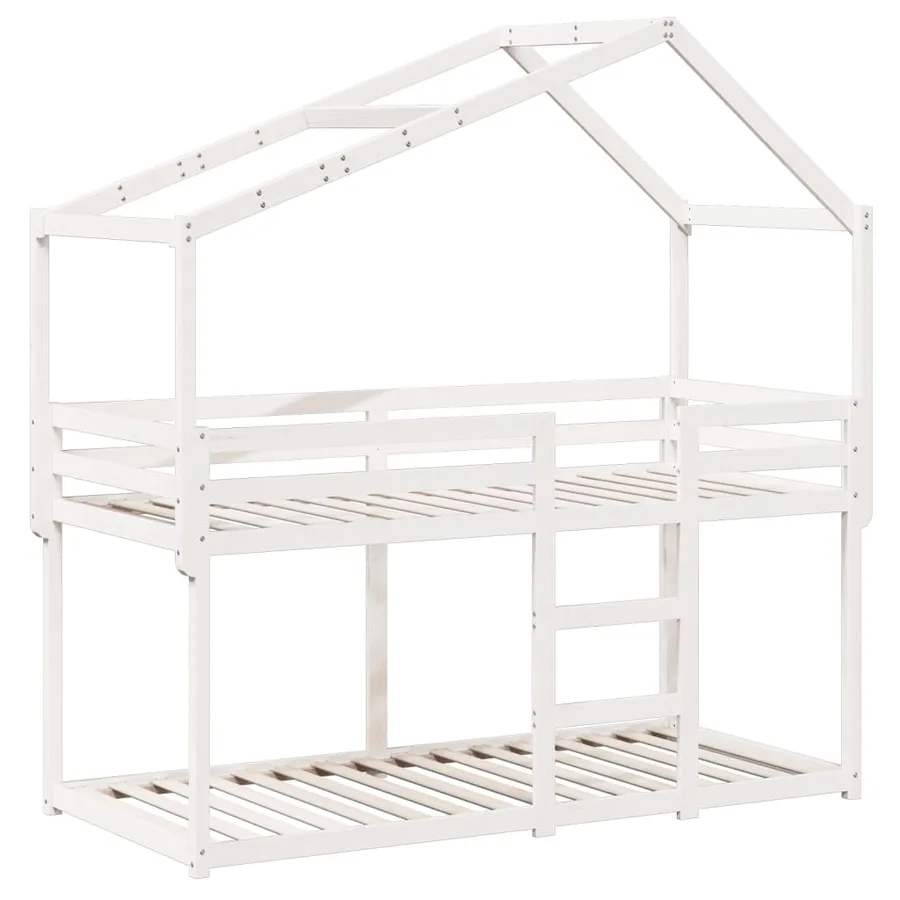 Lit superposé sans matelas blanc 90x200 cm bois de pin massif - 3