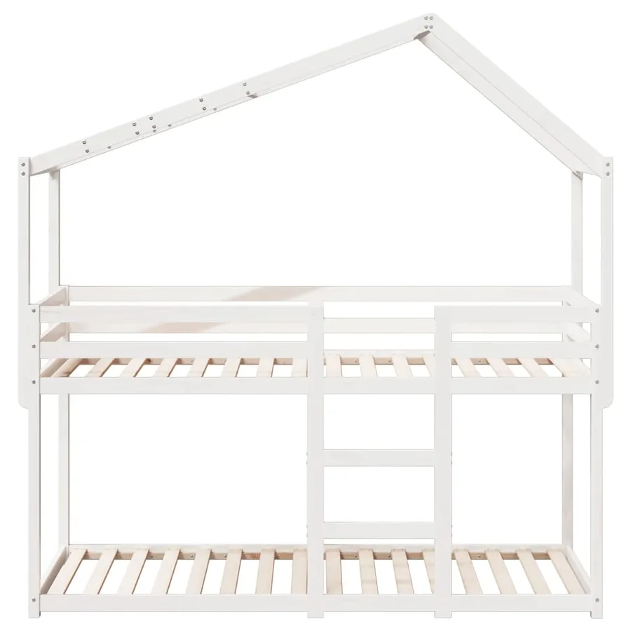 Lit superposé sans matelas blanc 90x200 cm bois de pin massif - 4