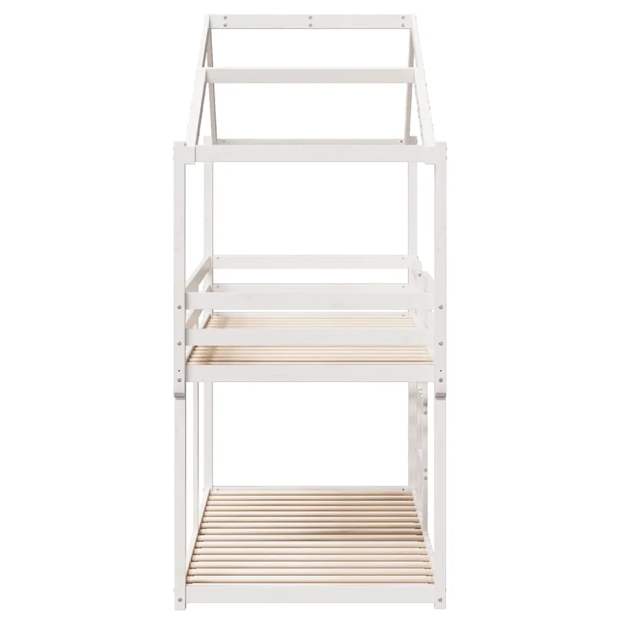 Lit superposé sans matelas blanc 90x200 cm bois de pin massif - 7