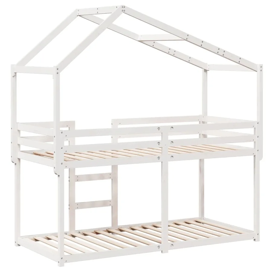 Lit superposé sans matelas blanc 90x200 cm bois de pin massif - 8