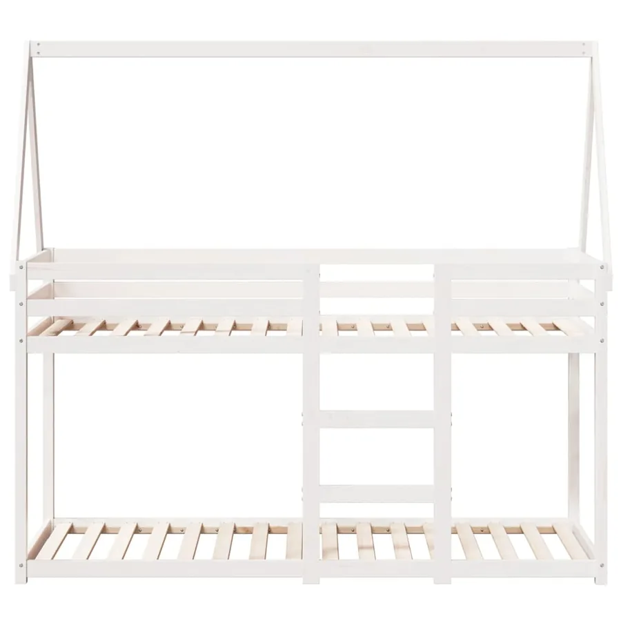Lit superposé sans matelas blanc 90x200 cm bois de pin massif - 4