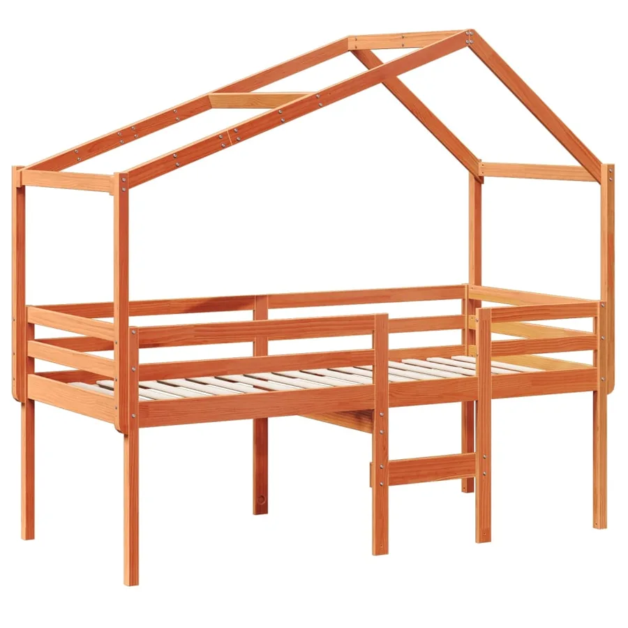 Lit haut sans matelas cire marron 90x200 cm bois de pin massif - 3