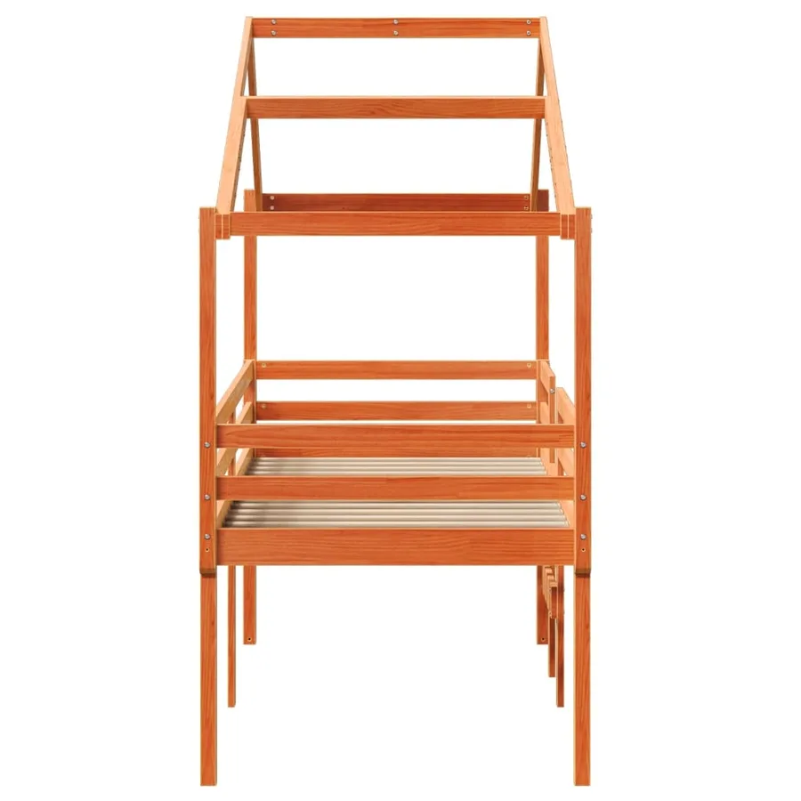 Lit haut sans matelas cire marron 90x200 cm bois de pin massif - 7