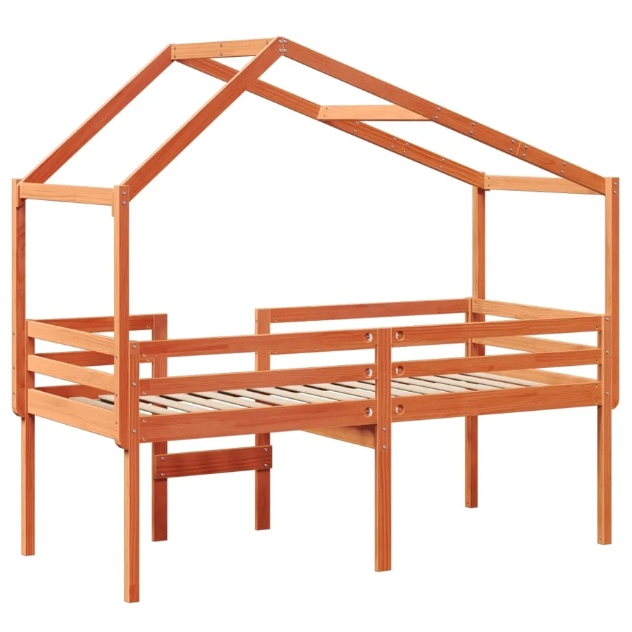 Lit haut sans matelas cire marron 90x200 cm bois de pin massif - 8