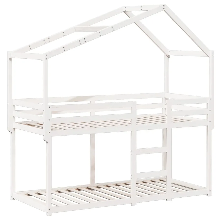 Lit superposé sans matelas blanc 90x200 cm bois de pin massif - 3