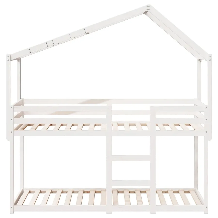 Lit superposé sans matelas blanc 90x200 cm bois de pin massif - 4