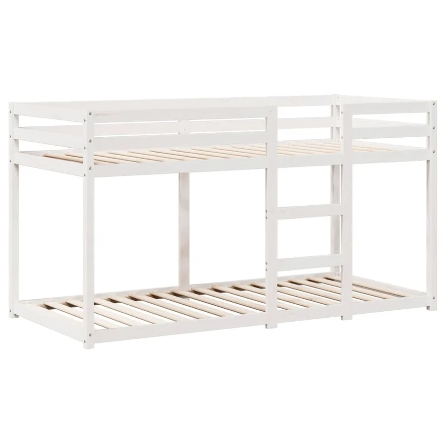 Lit superposé sans matelas blanc 90x200 cm bois de pin massif - 5