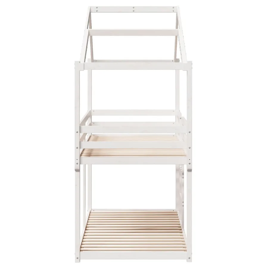 Lit superposé sans matelas blanc 90x200 cm bois de pin massif - 7