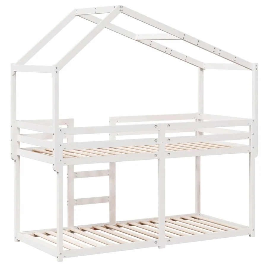 Lit superposé sans matelas blanc 90x200 cm bois de pin massif - 8