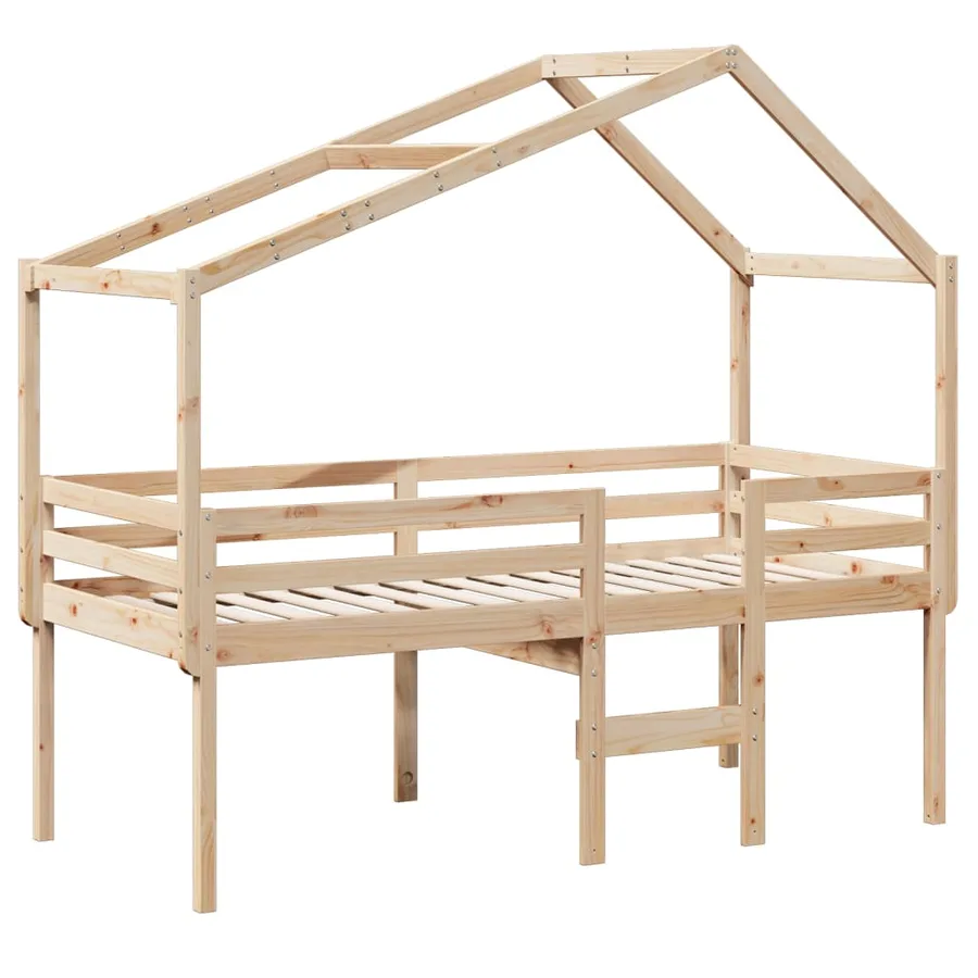 Lit haut sans matelas 75x190 cm bois de pin massif - 3