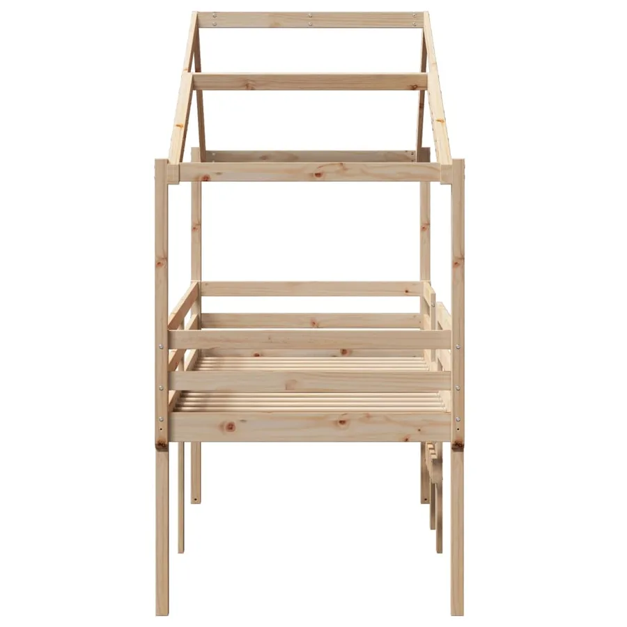 Lit haut sans matelas 75x190 cm bois de pin massif - 7