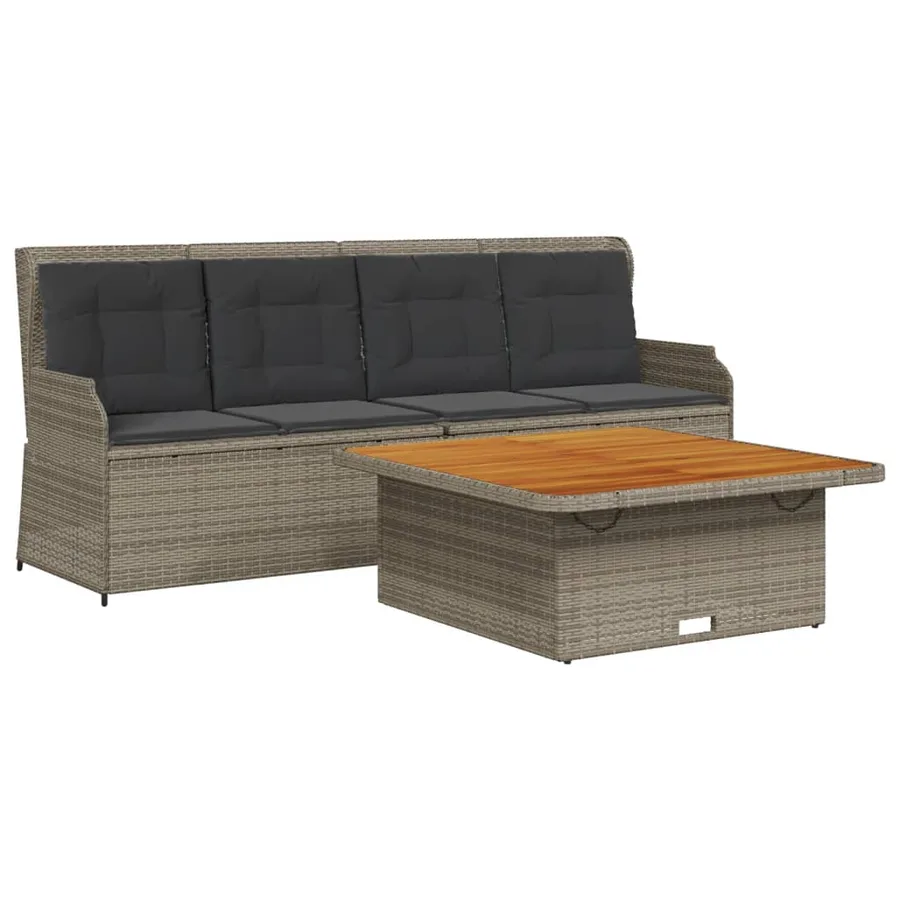 Salon de jardin avec coussins 3 pcs gris résine tressée - 2