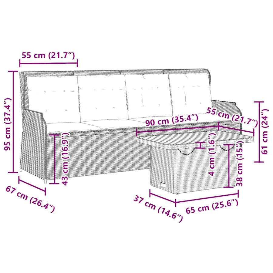 Salon de jardin 3 pcs avec coussins Gris Résine tressée - 10