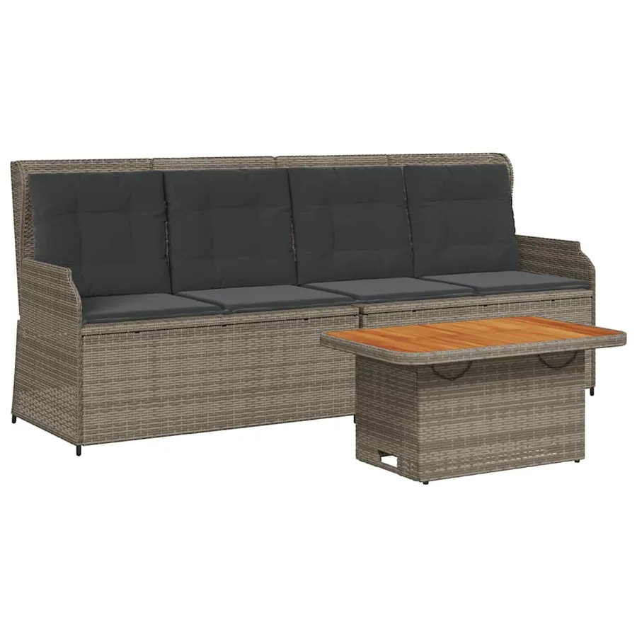 Salon de jardin 3 pcs avec coussins Gris Résine tressée - 2