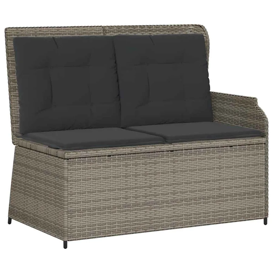 Salon de jardin 3 pcs avec coussins Gris Résine tressée - 4
