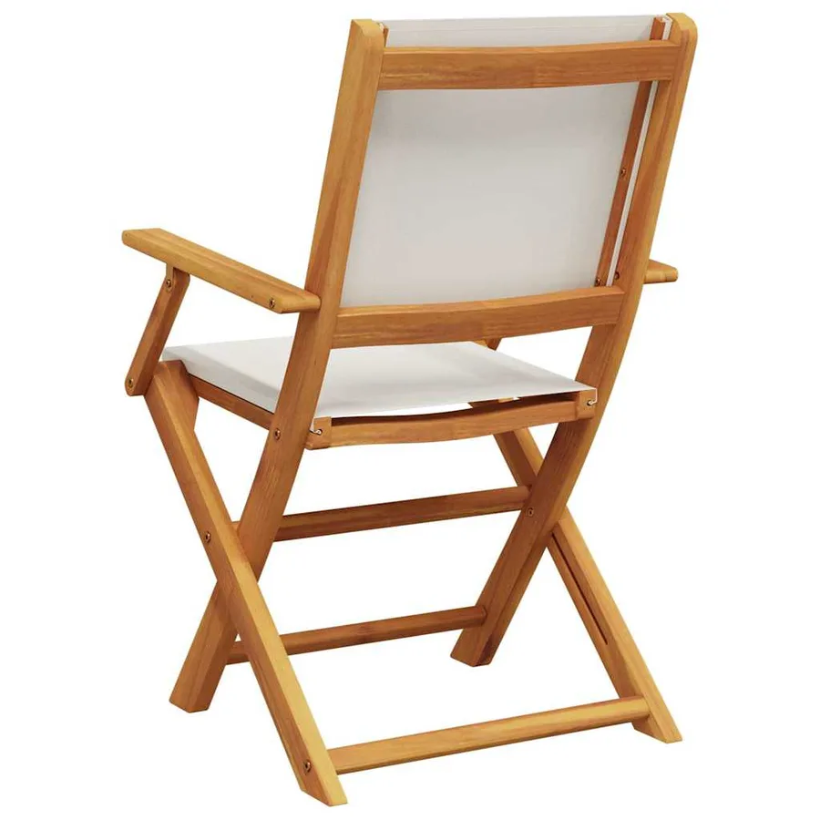 Chaises de jardin lot de 2 blanc crème bois acacia massif tissu - 7