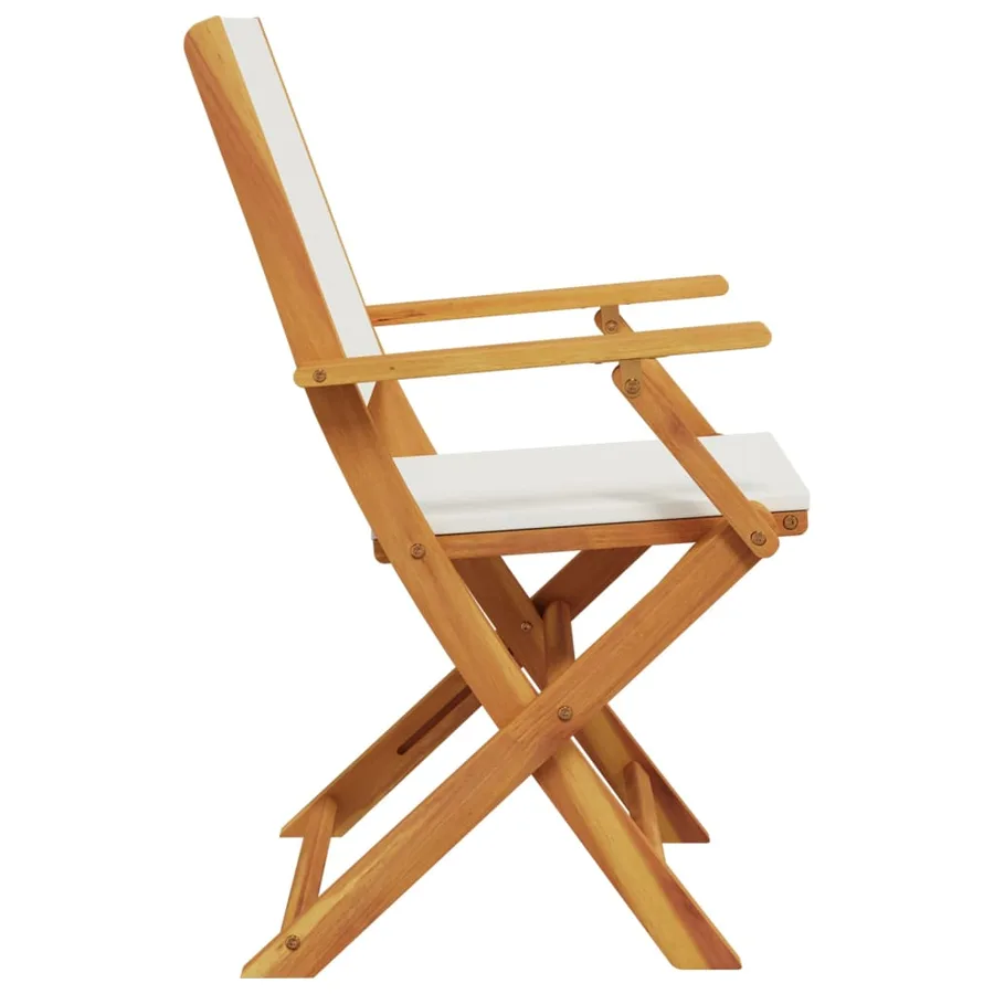 Chaises de jardin pliantes lot de 4 tissu et bois massif - 5