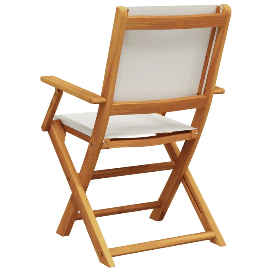 Chaises de jardin pliantes lot de 4 tissu et bois massif - 6