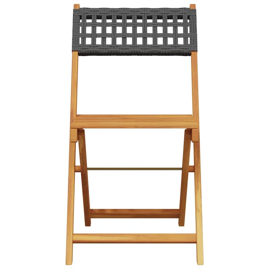 Ensemble de bistro 3 pcs noir résine tressée et bois massif - 6
