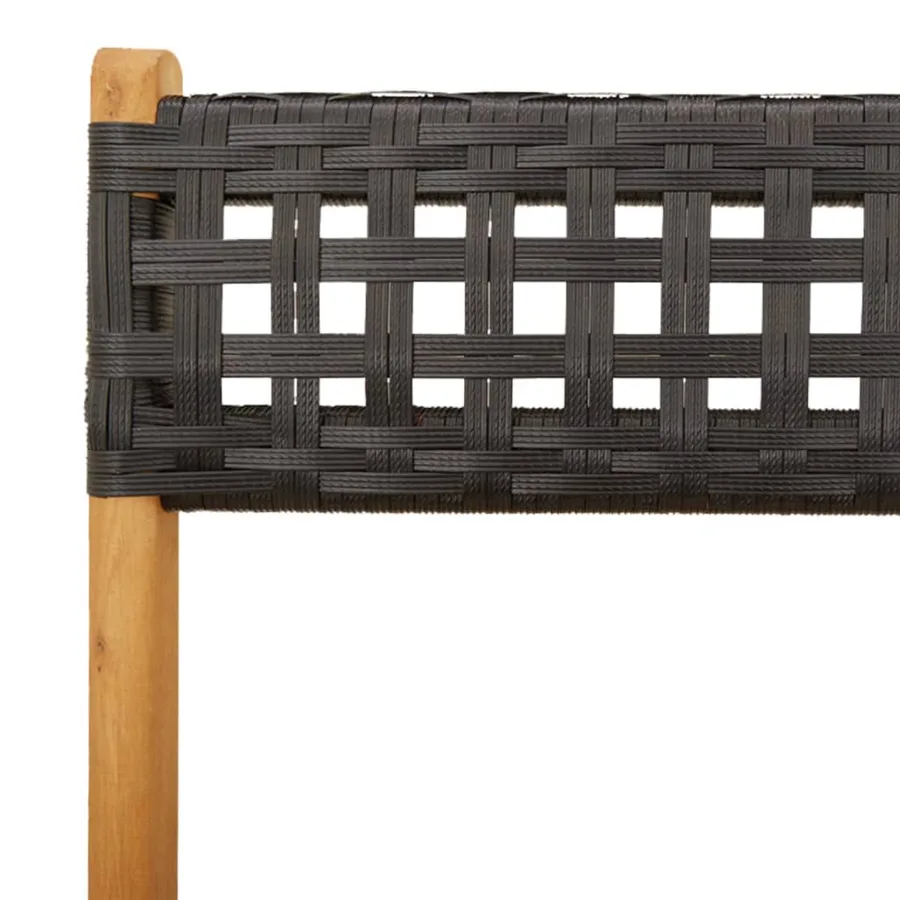 Ensemble de bistro 3 pcs noir résine tressée et bois massif - 9