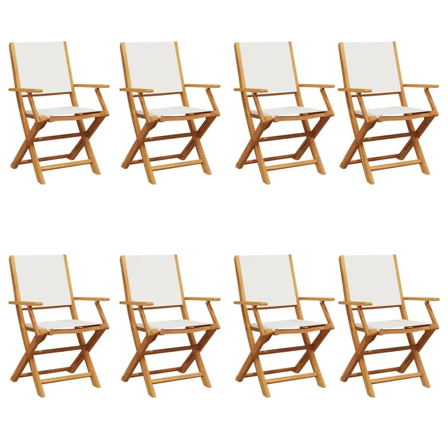 Chaises de jardin pliantes lot de 8 tissu et bois massif - 2
