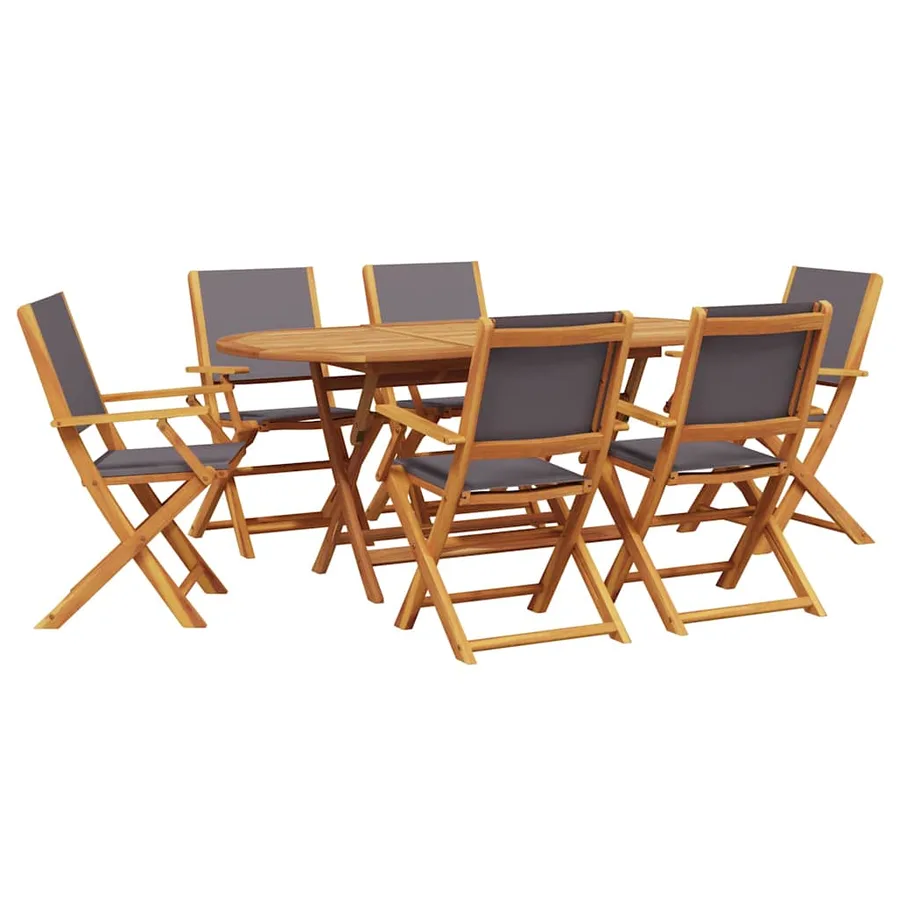 Ensemble à manger de jardin 7 pcs anthracite tissu bois massif - 2