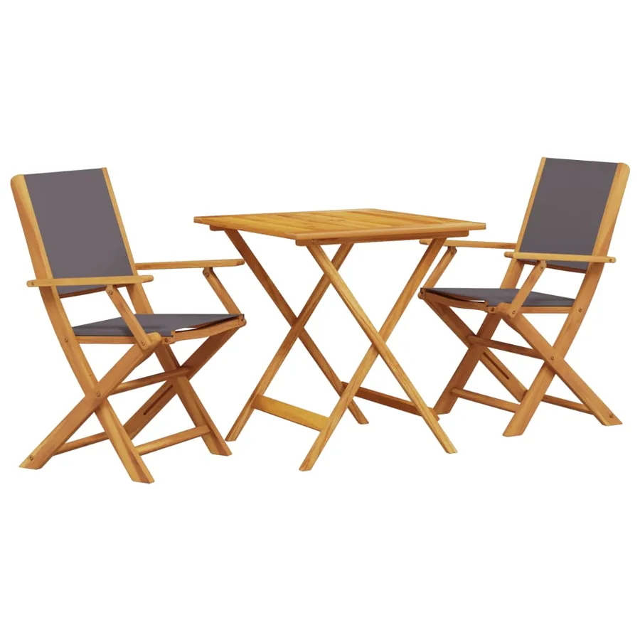 Ensemble de bistro 3 pcs anthracite tissu et bois massif - 2