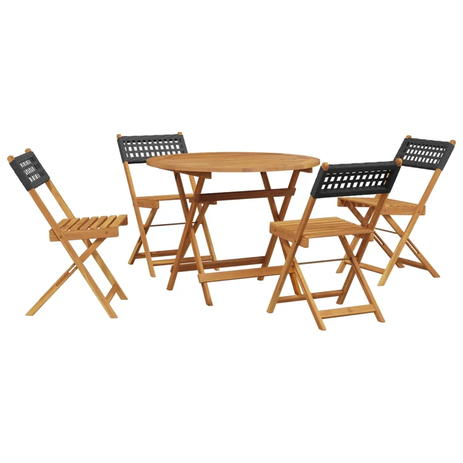 Ensemble à manger de jardin 5 pcs résine tressée et bois massif - 2