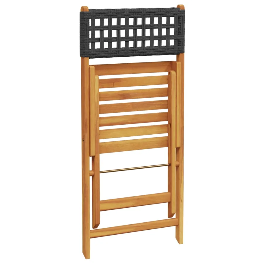 Ensemble à manger de jardin 5 pcs résine tressée et bois massif - 7