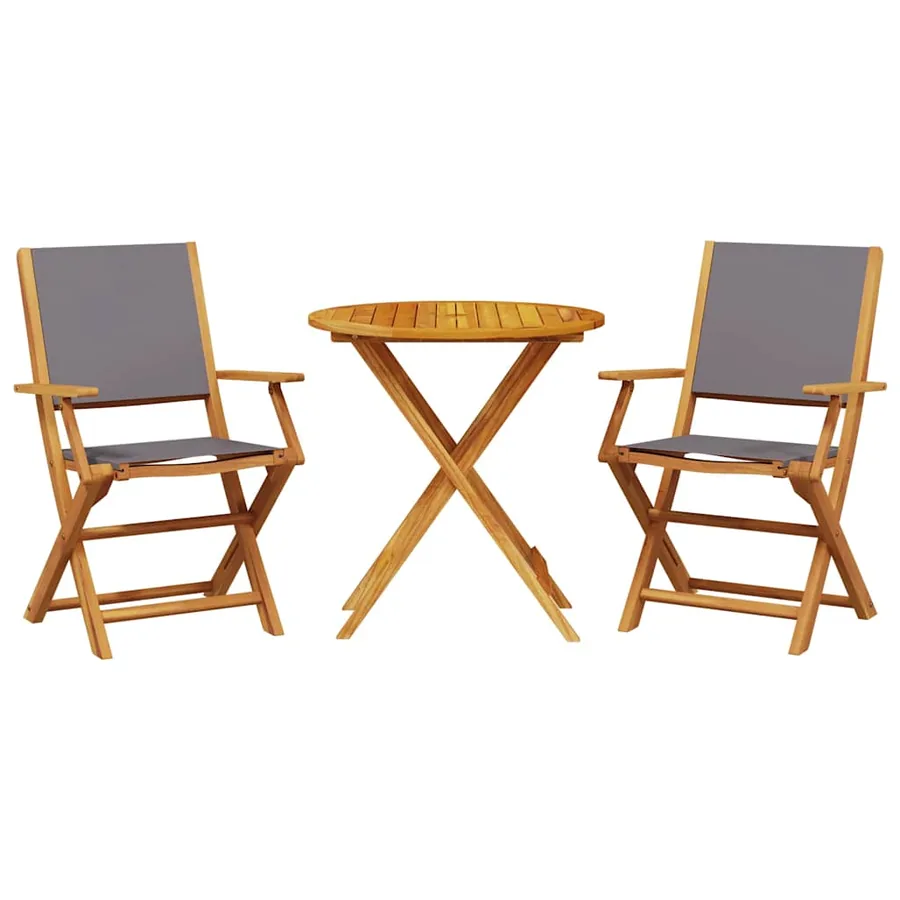 Ensemble de bistro 3 pcs anthracite tissu et bois massif - 2