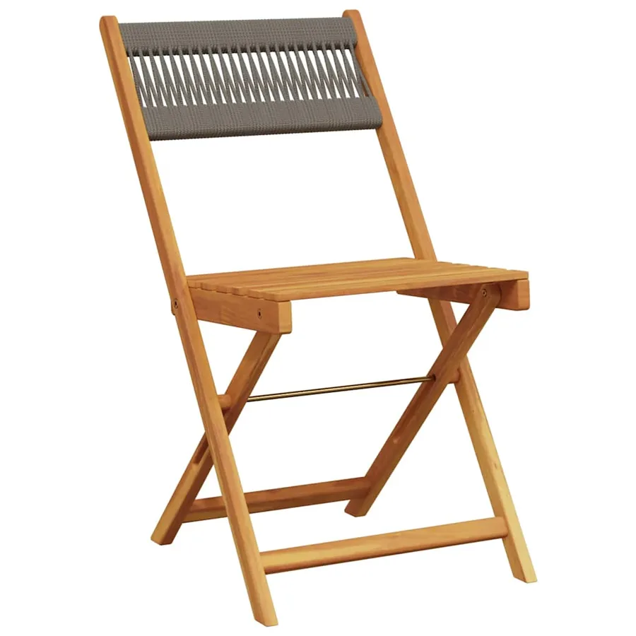 Ensemble de bistro 3 pcs gris polypropylène et bois massif - 3