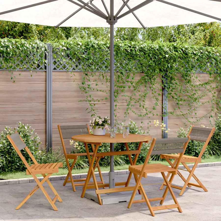 Ensemble à manger de jardin 5pcs gris polypropylène bois massif