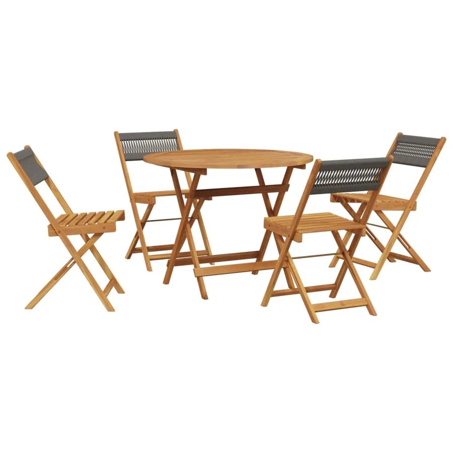 Ensemble à manger de jardin 5pcs gris polypropylène bois massif - 2