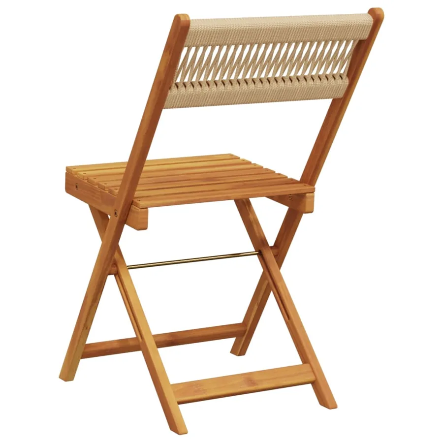 Chaises de jardin pliantes lot de 4 beige bois d'acacia massif - 6