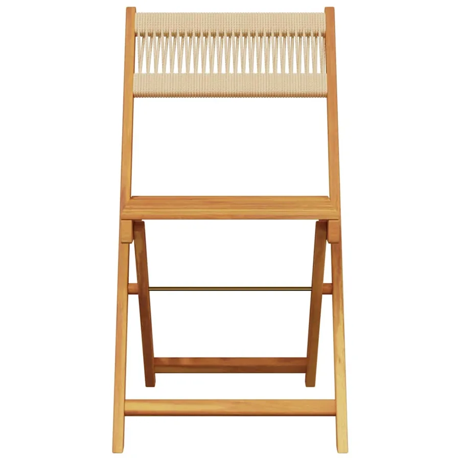 Ensemble de bistro 3 pcs beige polypropylène et bois massif - 4
