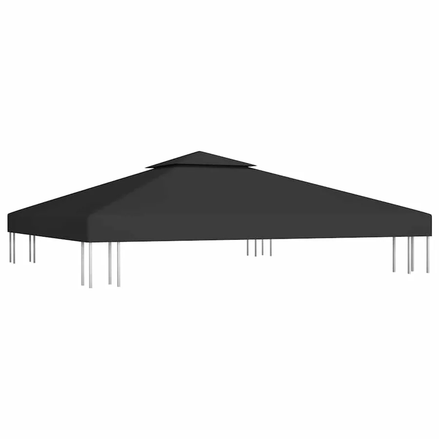2-tier gazebo roof canopy 310 g/m² 3x3 m Black - 2