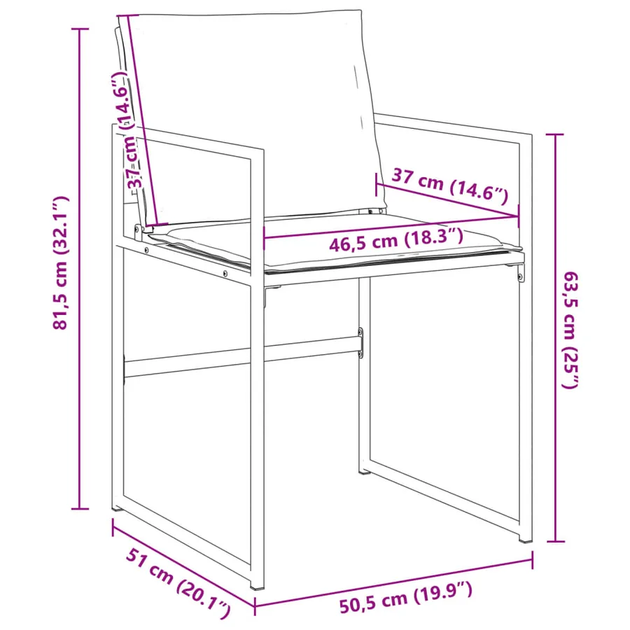 Chaises de jardin avec coussins lot de 4 blanc acier/textilène - 11