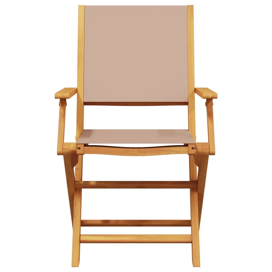Chaises de jardin pliantes lot de 6 taupe tissu et bois massif - 4