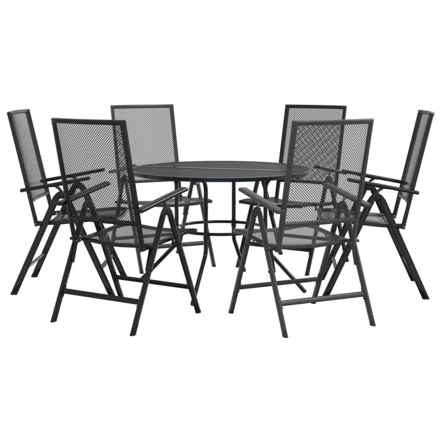 Ensemble de chaises de jardin inclinables 7 pcs anthracite - 2