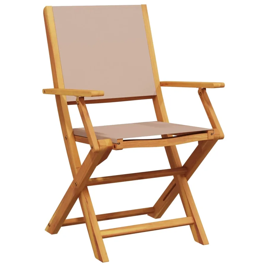 Ensemble à manger de jardin 5 pcs taupe tissu et bois massif - 3
