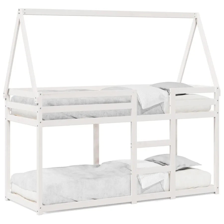 Lit superposé sans matelas blanc 90x200 cm bois de pin massif - 2