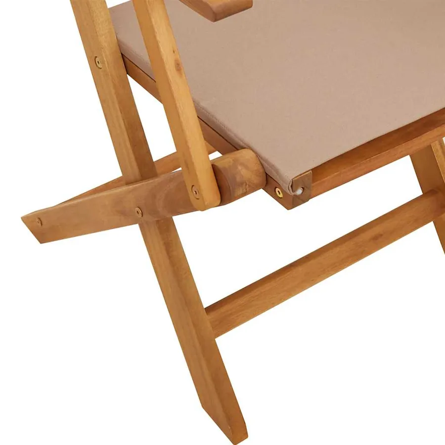 Ensemble de bistro 3 pcs taupe tissu et bois massif - 9