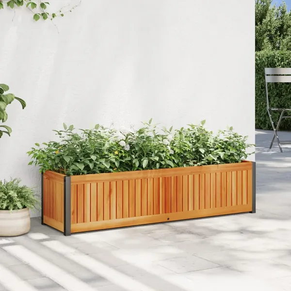 Jardinière 110x30x27,5 cm bois massif d'acacia et acier
