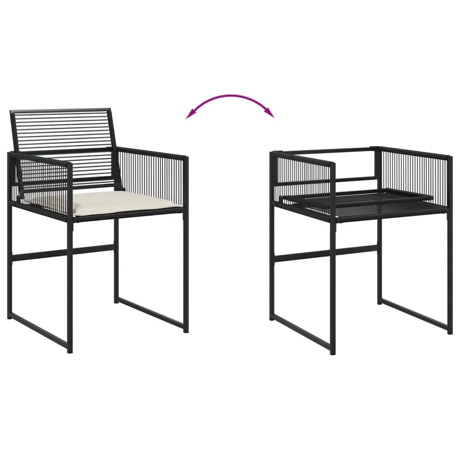 Ensemble à manger de jardin 15 pcs coussins noir résine tressée - 4